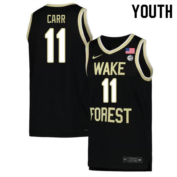 Youth #11 Andrew Carr Wake Forest Demon Deacons 2022-23 College Stitchec Basketball Jerseys Sale-Bla